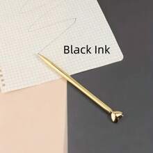 1/3/6 Pcs Gold Heart-Shaped Ballpoint Pens With Black Ink - Cute & Creative Fine-Tipped Writing Tools, Suitable For School Supplies, Wedding Signatures, And Gift Packaging Back To School