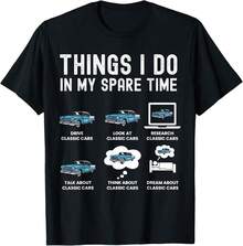 Funny Car Enthusiast, Things I Do In My Spare Time Car Lover Soft Cotton Classic Cotton T-Shirt - Black - View 1