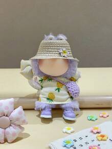 (Hat Only)1pc Doll Hat,Vacation Style/Hawaiian Style Plumeria Straw Hat, Hibiscus Straw Hat, Suitable For Taking To The Beach For Vacation Trips.