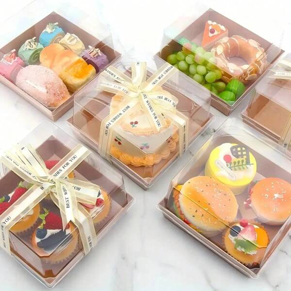 15/30/50PCS Paper Charcuterie Boxes With Clear Lids, Paper Bakery Boxes Dessert Boxes, Brown Square Dessert Containers Bakery Boxes Disposable Food Container Cake Box For Dessert Sandwich Cake Biscuit Wedding Birthday Party Camping Picnic
