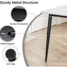 Dining Table And Chairs Set Of 6, 120cm Marble Effect Dining Table With 6 High Back Dining Chairs, Modern Dining Table Set For Home/Kitchen/Office - White Table and Grey Chairs - View 5