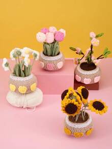 Joivida 1 pièce Tulipe Bonsaï porte-bonheur Crochéte à la main Décorations ornementales pour voiture Pot de fleurs pour salon Cadeaux pour Pâques Anniversaire Graduation Nouvel An Thanksgiving Noël Saint-Valentin Décoration de table Rama Utilisation pour fête Salle à manger familiale Jardin Décoration de mariage Fournitures de café haut de gamme Cadeau spécial Décoration fraîche de printemps/été - Multicolore - Voir 2
