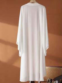 女式长裙开襟长袖罩衫波西米亚斗篷罩衫，轻盈无弹力面料适合夏季海滩、沙滩泳装、防晒衣穿着，波西米亚风格