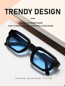 1pc Square Small Frame Unisex Fashion Glasses, Retro Minimalist High-End Fashion, Suitable For Tropical Beach Holidays, Gifts, Outdoor Activities, Golf, Street Photography, Beach Toys, Summer Beach Vacation, Outdoor, Travel - Black - View 4