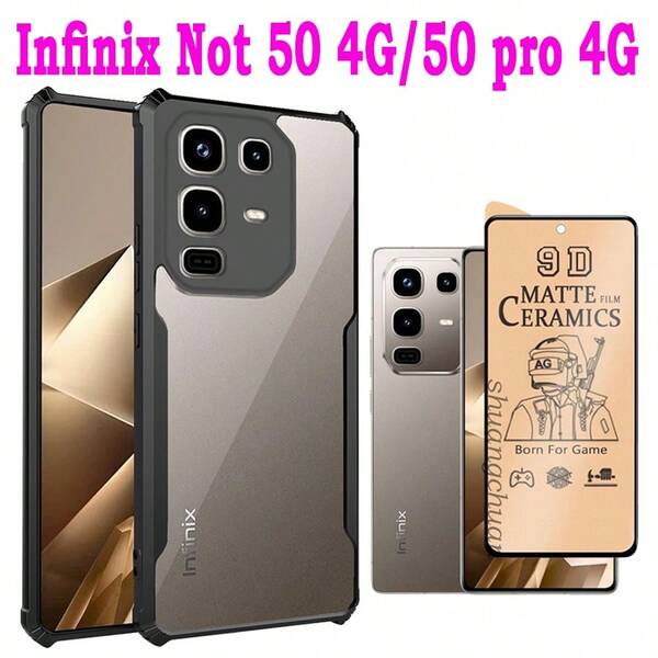 Ceramic Screen Protective Film For Infinix Note 50 4G/50 Pro 4G, Honor X8C, Redmi A5 / Ceramic Full Screen Protective Film + Four-Corner Shock-Proof Blade Phone Case For Infinix Note 50 4G/50 Pro 4G, Compatible With Huawei Series, OPPO Series, Vivo Series, I Tel Series, Realme Series, Transsion Series, Series, Redmi Series, Honor Series, Series
