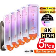 [HD-5pz] Compatibile con 12/13/14/15/16 e 13 Pro 6.1 Pollici Plus Promax, Pellicola protettiva in vetro temperato per schermo, 11/ XR XS/MAX, Auto-eliminazione della polvere, Senza bolle, HD Chiaro, Facile installazione