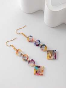 1 Pair Fashionable Gradient Geometric Acrylic Stud Earrings, Suitable For Daily Wear, Festivals, Parties And As Birthday Gifts For Friends
