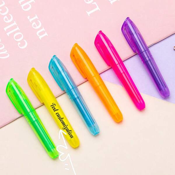 6pcs Creative Fluorescent Highlighter Markers, Soft Color Broad Tip Liner Pens For Students, Graffiti Diary Colored Chisel Tip Markers, School Supplies,Back To School