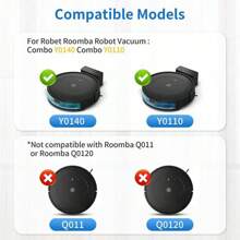 Suitable For IRobot Roomba Combo Y0140, Y0110 Robot Vacuum Cleaner Kit Main Side Brush Hepa Replacement Accessories Parts For Filters Include: 1 Roller Brush 6 Side Brush 4 Filter 4 Rag 1 Cleaning Brush