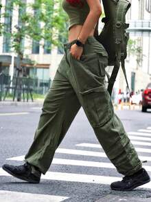 男友风女式直筒牛仔裤 - 軍綠色 - 查看 6