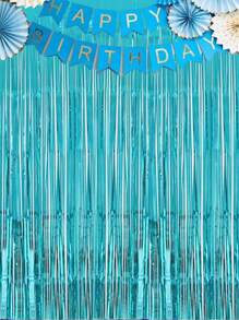 1pc 100*200cm, Glossy Lake Blue Birthday Party Background Decoration Plastic Rain Curtain, Birthday Party Background Decoration Hanging Banner Glossy Rain Curtain, Birthday Hanging Rain Curtain Decorations Decorations For Birthday Parties, Weddings, Festivals, Theme Party Background Decorations, Party Photo Props, Room Wall Decorations, Home Decorations