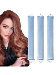 3/1 件无热卷发器隔夜吹干卷发器，配有奢华包包丝巾，无热卷发器头带，适合睡眠，无热卷发器头带带钩，适合所有发质，适合大波浪卷发和睡前卷发，3 厘米超大直径，非常适合懒散的人、返校、旅行度假必需品、女士发饰