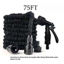 1pc 25/50/75ft Expandable Garden Hose With 7-Function Shower Sprayer Set - Durable, Nozzle Attached Yard Watering & Irrigation Hose, Outdoor Use And Car Wash Hose High Pressure Water Gun - No Power Needed