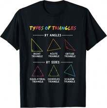Types Of Triangles Math Geometry Tea Shape Education Soft Cotton Classic Cotton T-Shirt - Black - View 1