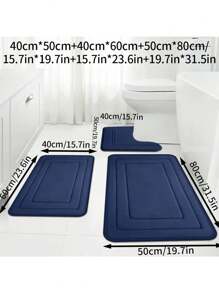 3pcs Memory Foam Super Absorbent Bath Mat Set, Non-Slip Bathroom Mats, Ultra Soft Plush Bath Rugs, For Bathtub, Shower, Bathroom Accessories, Bathroom Decor, Home Decor