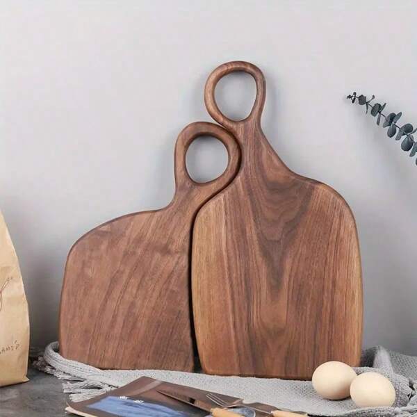 Tabla de cortar de madera orgánica - Tabla de cortar de San Valentín - Juego de tabla de cortar dual para parejas - Tabla de cortar de cocina de palisandro con mango para carne, queso, verduras, frutas, ensalada, adecuado como regalo