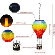 Starsoul Hot Balloon Solar Lantern With Flower Projection Metal Outdoor Waterproof Hot Balloon Solar Lights Hanging Lantern For Garden Yard Patio Decor - 紮染-F - 查看 6