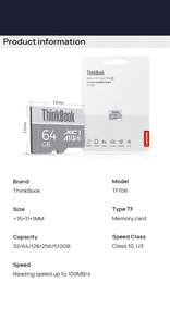Lenovo TF106 Class10 4K HD Memory Card, High-Speed Read And Write, Suitable For Sports Cameras/Drones/Driving Recorders, Shockproof, Waterproof And High Temperature Resistant - Grey - View 10
