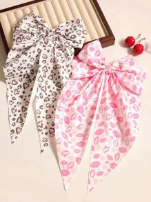 2 pièces/set Épingle à cheveux imprimée avec motif de fleurs, cœurs, lèvres et nœuds. Accessoires de cheveux de style bohème décontracté de palais, en polyester, pour toutes les saisons, accessoires d'été, voyage