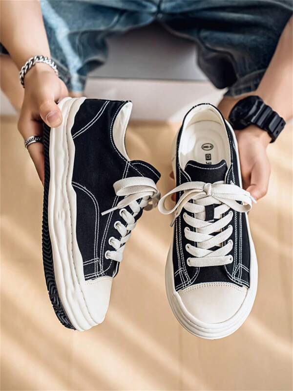 Chaussures casual à semelle épaisse et plateforme pour hommes, Baskets à lacets et à tige basse, Nouveau style de formation allemand printanier, Chaussures de sport de niche