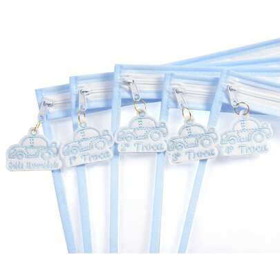 Kit 5 Saquinhos Maternidade Com Tag Bordada De Identificação Com Zíper