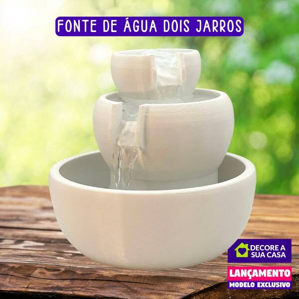 FONTE DE ÁGUA DOIS JARROS BIVOLT CASCATA DECORATIVA