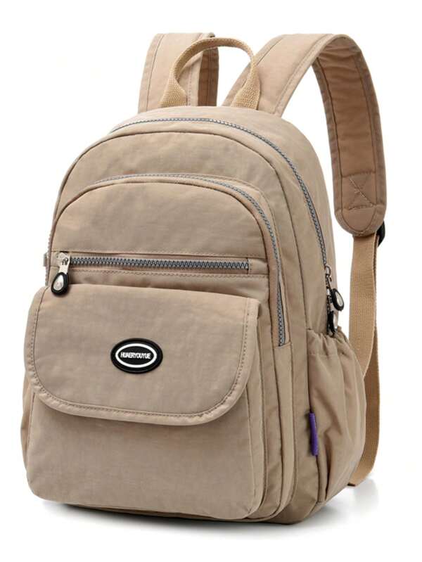 1pc Unisex Lightweight Multi-Pocket Backpack, Nylon Fabric Casual Adjustable Rucksack For Student, Travel, Shopping, Daily Use