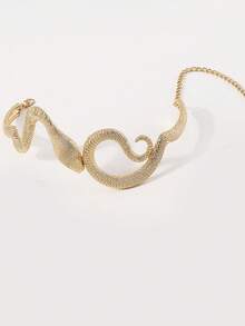 ZAA 蛇形锁骨链 夸张金属风格项链 立体蛇形个性项链 不对称复古项链 嘻哈配饰 - 金色 - 查看 2