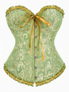 大码女士复古提花塑身衣，束胸式塑形提拉文胸上衣，适合晚宴、婚礼、万圣节等场合。