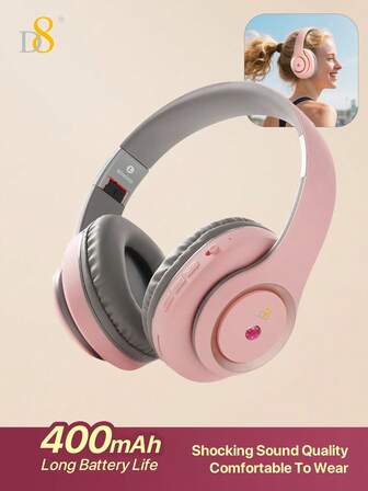 D8 Headphones Over Ear, Wireless Headset Built-In Microphone, Micro SD Card Slot - (Stealth) Men Women 10-15H Playtime Foldable Over Ear Headphones With Microphone, Deep Bass Stereo Headset With Soft Memory-Protein Earmuffs For IPhone/Android Cell Phone/PC