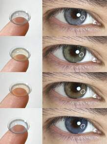 Lalens Lentes de contacto de colores descartables anuales Lalens Queen para ojos marrones oscuros y ojos marrones claros. Incluye estuche de lentes de contacto de color aleatorio. Dos piezas de lentes de contacto de color suaves en un solo paquete con material que incluye HEMA y NVP, con un contenido de agua del 38%, diámetro de 14.2 mm y curvatura base de 8.6 mm. Lentes de contacto de color natural azul para uso diario y belleza cosmética ocular.