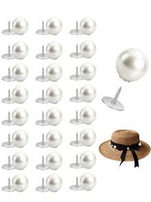 10/30/50 Sets Perlknöpfe ohne Nähen Perlnadeln für Frauen, 10mm Hemdknöpfe Perlknopf-Abdeckungen für Kleidung wiederverwendbar und abnehmbar für Mantel, Kleid, Basteleien - Weiss - Übersicht 2