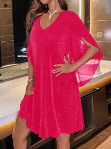 Women's V-Neck Bell Sleeve Dress