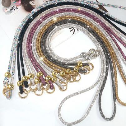 2026新年情人节水钻装饰挂绳 - 奢华风格，百搭INS风设计，长度可调节，全水钻链条手机挂绳，1条全水钻挂绳，防丢防盗手机挂绳，含密封垫圈