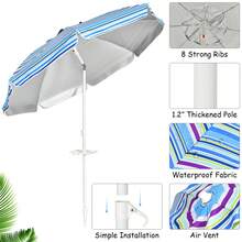Lifezeal 7.2 FT Portable Beach Umbrella Tilt Sand Anchor Cup Holder With Carry Bag Green - Royal Blue - View 8