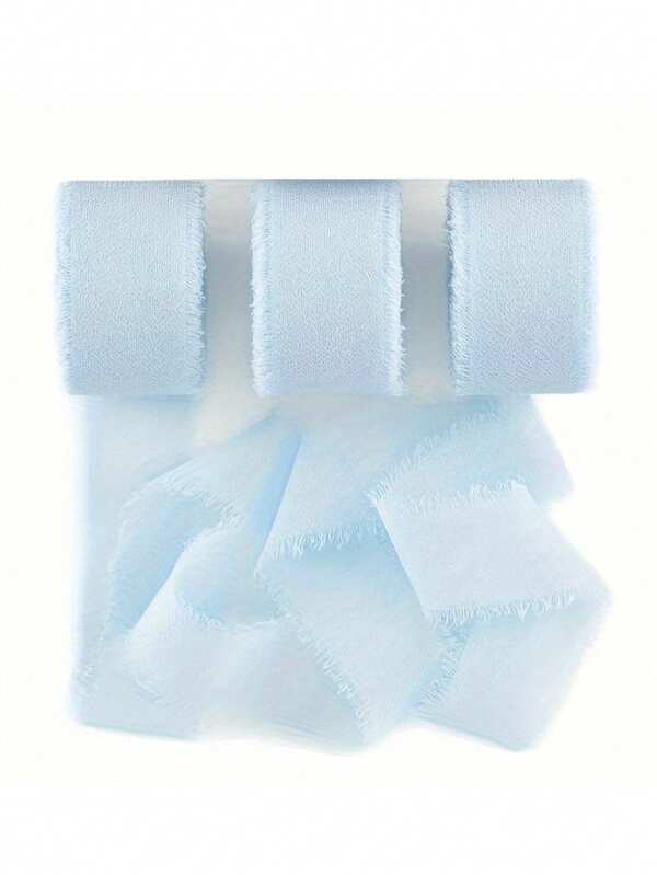 3 rotoli Di nastro in chiffon con nappe fatte a mano per confezioni regalo, 1,5" x 21 iarde con bordi sfrangiati, adatto per inviti di matrimonio, profumo da sposa, confezioni regalo, artigianato fai-da-te, regali di Natale, decorazioni per feste