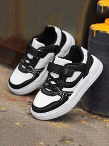 1 Pair Kids Low-Top Athletic Sneakers, Made Of Microfiber Leather, Lightweight, Anti-Slip EVA Outsole, Fashion Versatile, Adjustable Closure For Easy On/Off, Suitable For Daily Wear