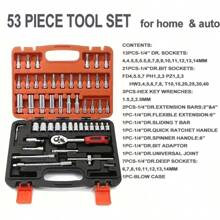 Caja de herramientas multifuncional, juego de herramientas de reparación de automóviles: Dados, destornilladores, llave de trinquete, adecuado para instalación en el hogar, reparación de electrodomésticos, mantenimiento de automóviles. Fabricado en acero de aleación de alta dureza, portátil, excelente regalo para amigos o esposo