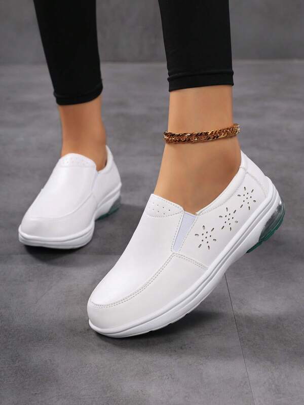 Zapatos de enfermera de suela blanda para mujeres, zapatos casuales con cuña de tacón grueso, cómodos y sin fatiga, con cojín de aire transpirable para trabajo médico/de enfermería