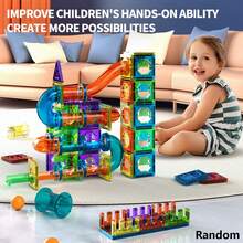 Children's Magnetic Marble Pipe Building Blocks, 3D Educational Building Block Toys, Magnetic Marble Runway Building Block Toys, Suitable For 3 4 5 6 7 8 Years Old Boys And Girls Toddler Magnetic Building Blocks Preschool Education STEM Learning Building - Multicolor - View 2
