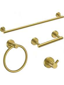 Bathroom Hardware Accessories Set Brushed Nickel, Stainless Steel 24 Inch Towel Bar Set, Modern Towel Racks Holder For Bathroom Wall Mounted, 4 Piecessummer - Gold - View 1