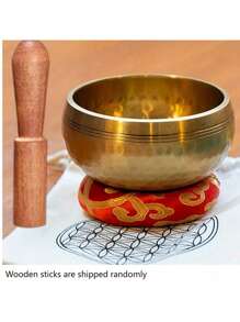 Singende Schale Set - 3 Zoll handgefertigte Meditationsschale für Yoga, Klangtherapie, Chakra-Ausgleich und Achtsamkeitspraxis - enthält Klöppel, ohne Etui oder Tasche - (Unterlegscheiben-Farben und Holzstäbe werden zufällig versendet)