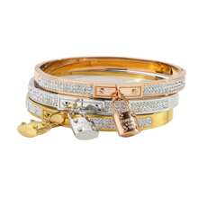 1pc Fashion Luxury Charm Stainless Steel Gold Silver Rose Gold Lock Bracelet Suitable For Women's Daily Wear