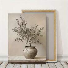1pc/3pcs Retro Olive Branch Tree Plant Canvas Wall Art Prints Rustic Botanical Vase Bohemia Wall Decor Posters Fashion Paintings For Living Room Bedroom Bathroom Kitchen Home Office Dormitory Decor Wall Decor Picture Optional Frame