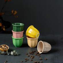 6pcs/Set Embossed Ceramic Tulip Cups (100ml) - Arabic Style Matcha And Coffee Cups, Suitable For Eid Al-Adha - Multicolor - View 5