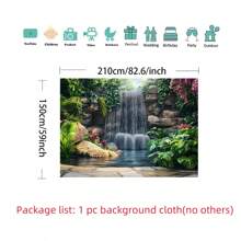 1 Stück Üppiger Garten Wasserfall Hintergrund Tuch - Lebendige Naturszene mit herabstürzenden Wasserfällen & üppigem Grün, Büro- & Outdoor-Dekoration, ohne Strom, perfekt für Partys & Geschenke, Wandbehang & ästhetische Raumverbesserung, Gartendekoration, 2D flach, keine mehrschichtigen oder echten Modelle
