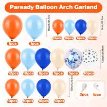 Blue And Orange Balloon Arch, 130 Pcs Dog Paw Balloon Arch Garland, 18/12/10/5 Inch Sand White Confetti Blue Orange Balloons For BoysGirls BabyShower Birthday Dog Cartoon Theme Party Decor