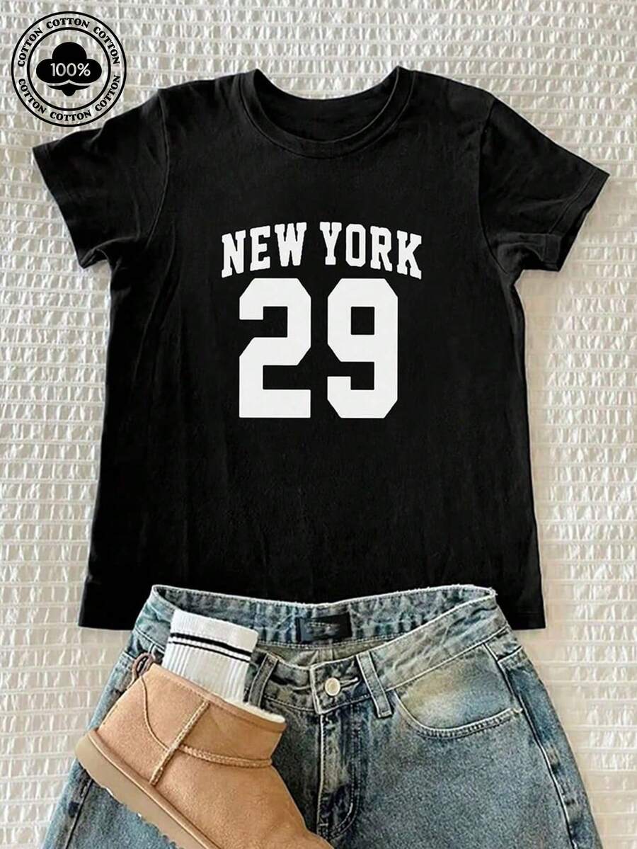 A Casual Printed Round Neck Pullover Short Sleeved T-Shirt For Girls And Young Children In Summer - Printed T-Shirt Inspires Imagination And Self-Expression