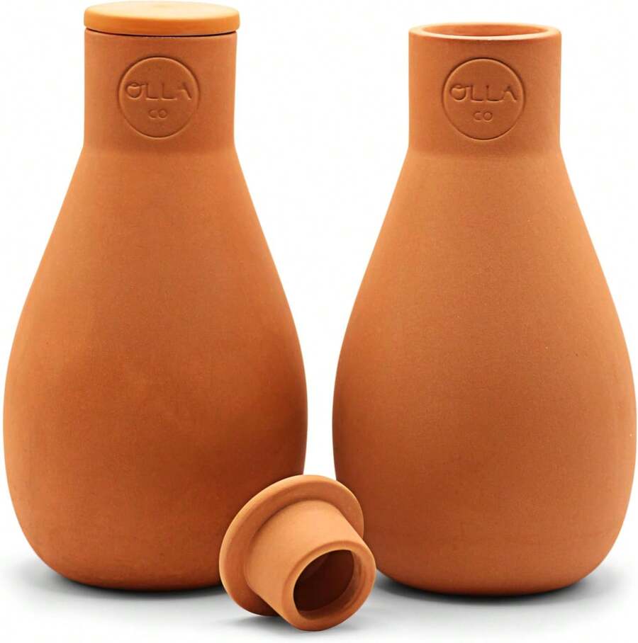 Juego de 2 ollas de regar clásicas de terracota con tapa - Sistema de autorriego para jardines, bancales elevados y macetas pequeñas hasta 1 pies de diámetro - Ideal para vacaciones - 1 - Ver 1