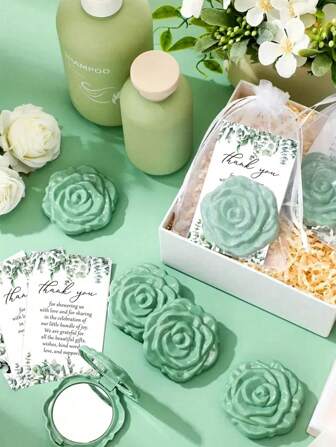 32 件/套，玫瑰镜礼盒新娘送礼会，含化妆镜、感谢卡和欧根纱袋，婚礼派对回礼，伴娘礼物，新娘派对宾客用品，单身派对回礼，生日礼物，纪念品